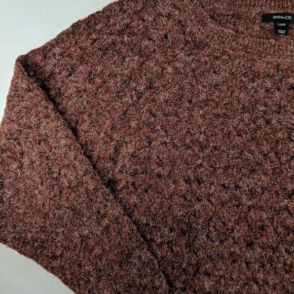 RW & Co. XS Women's Lightweight Open-Knit Sweater Wool Blend Red Heather Long - Picture 2 of 13